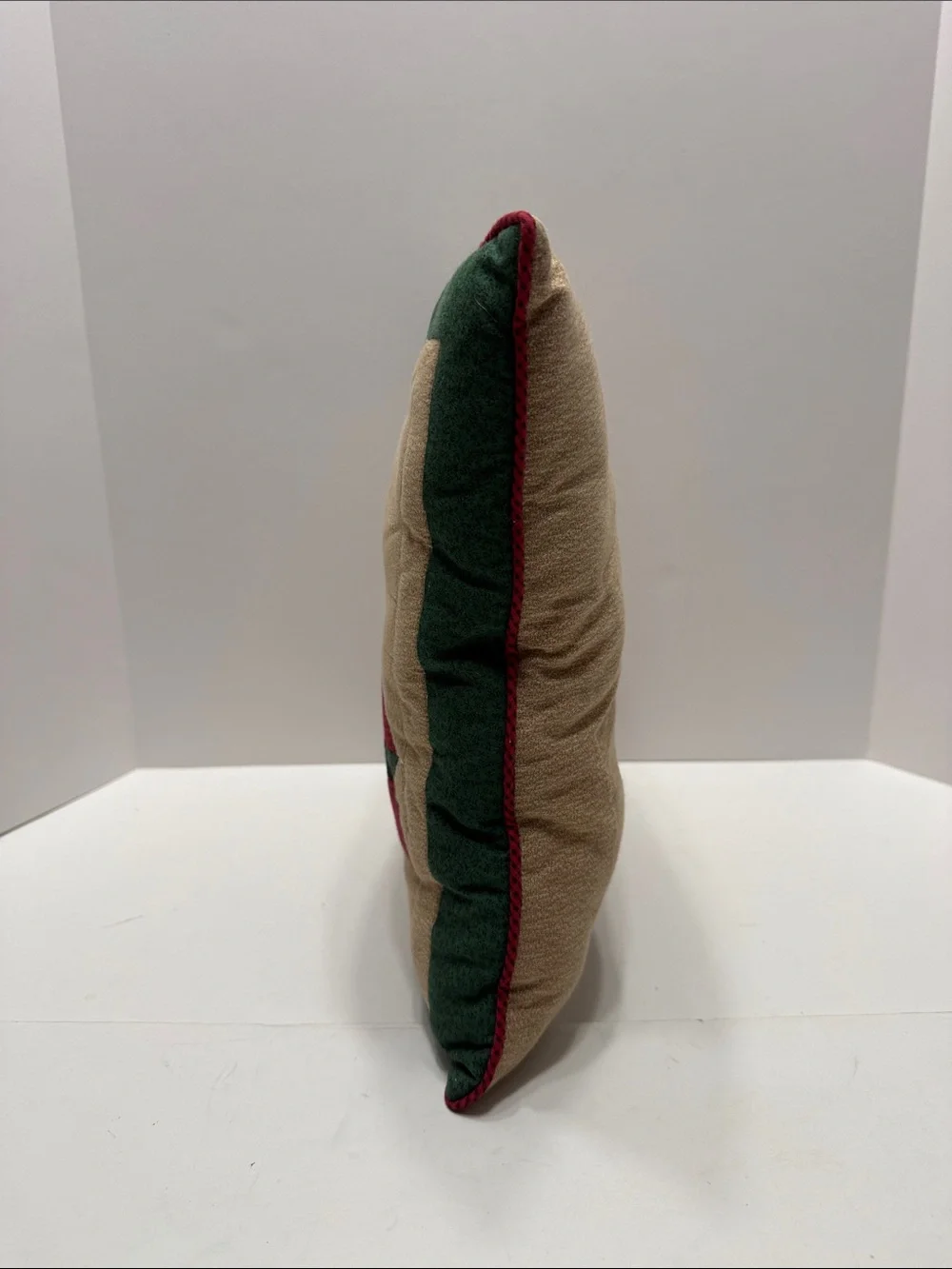 Festive Santa Patchwork Holiday Pillow - Green & Red